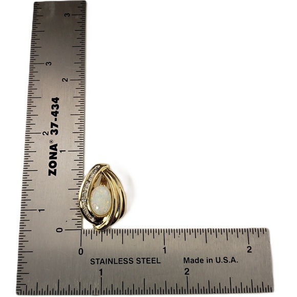 14 Karat Yellow Gold Opal and Diamond Pendant #21338 - Picture 5 of 7